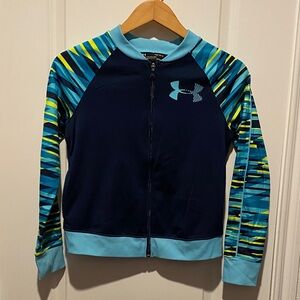Unisex Under Armour Kids Youth Large Full Zip Jacket - Navy and Teal